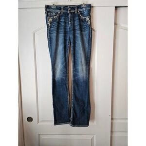Silver Suki Flap 17 Jeans‎ Medium Wash Sz W28/L35 Bootcut Embroidery Western Y2K